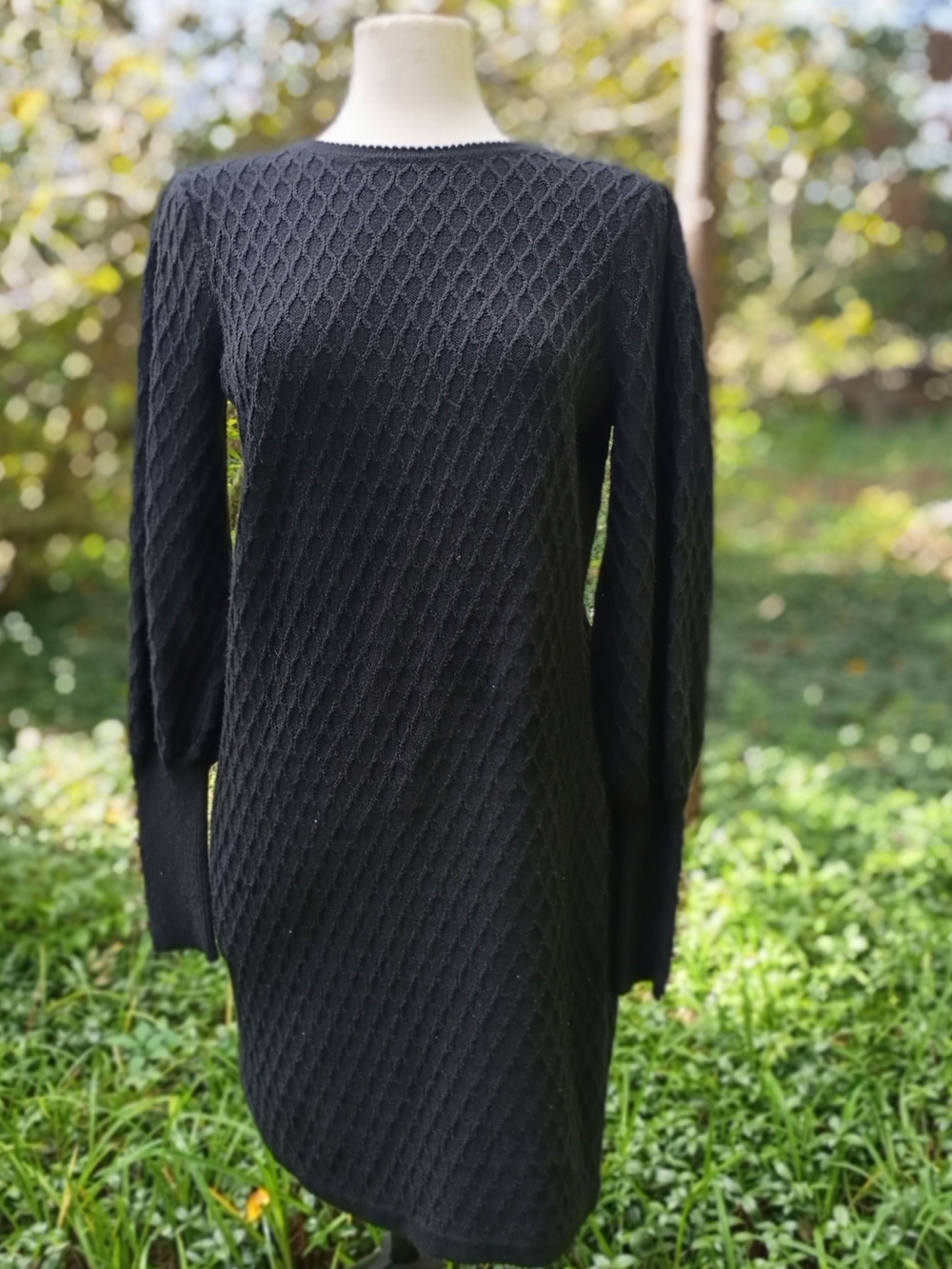 Lilly Pulitzer Jacquetta Black Knit Sweater Dress Gold Button Sleeve Size Medium